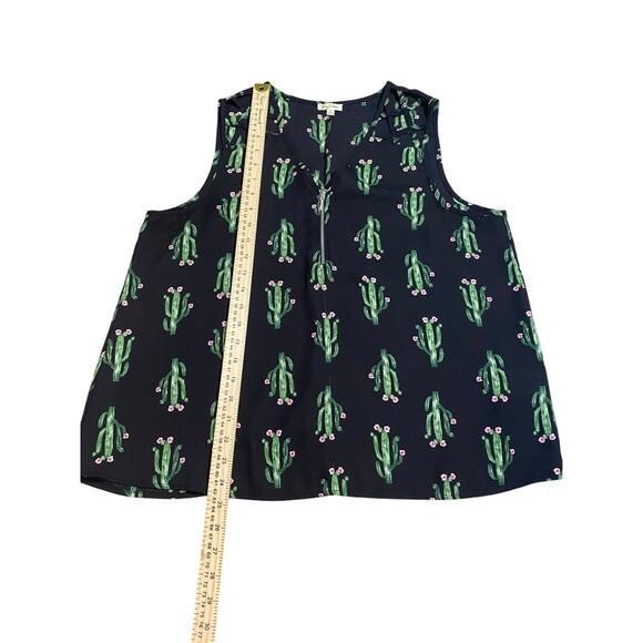 Lily White Women’s Sleeveless Cactus Print Top Size M – Black Green Pink - Picture 4 of 6
